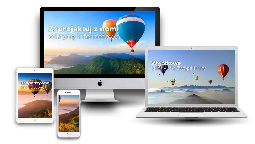 Projekty stron Branding Studio prezentowane na różnych urządzeniach